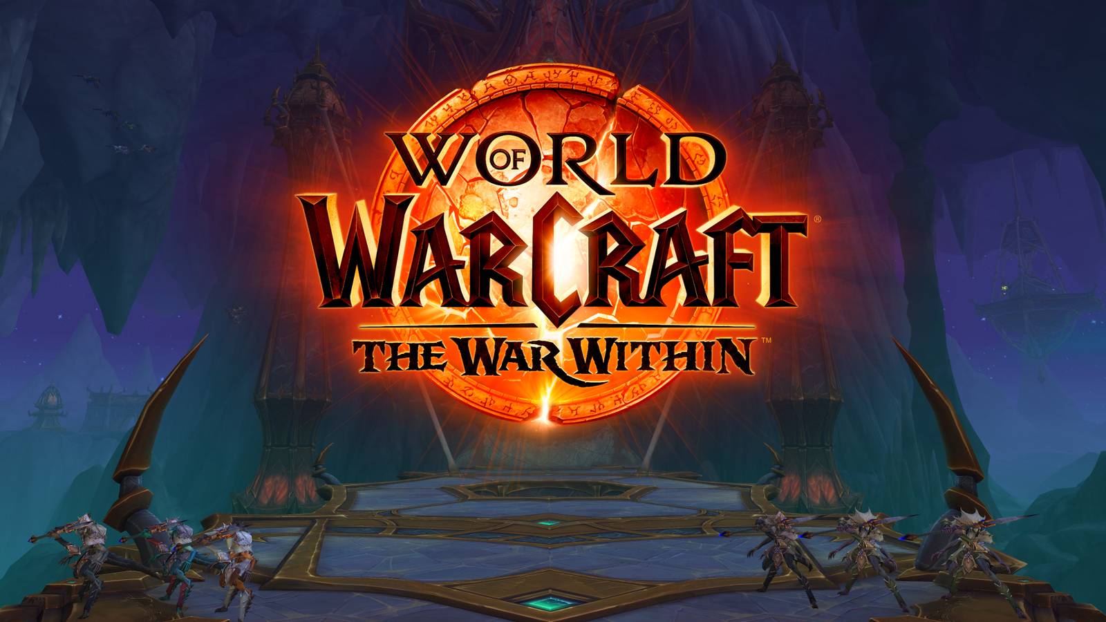 nerub'ar palace raid causeway with the wow the war within logo on it