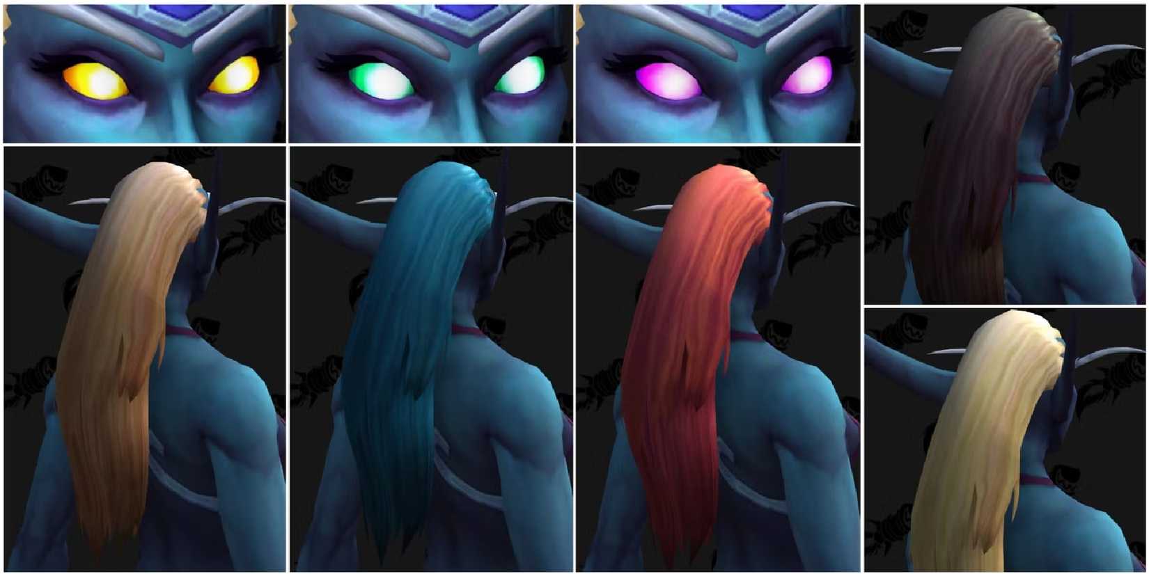 World of Warcraft character customization options hair and eyes