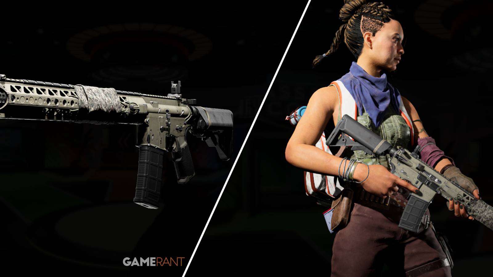 Split-image showcasing the LVOA-C in XDefiant