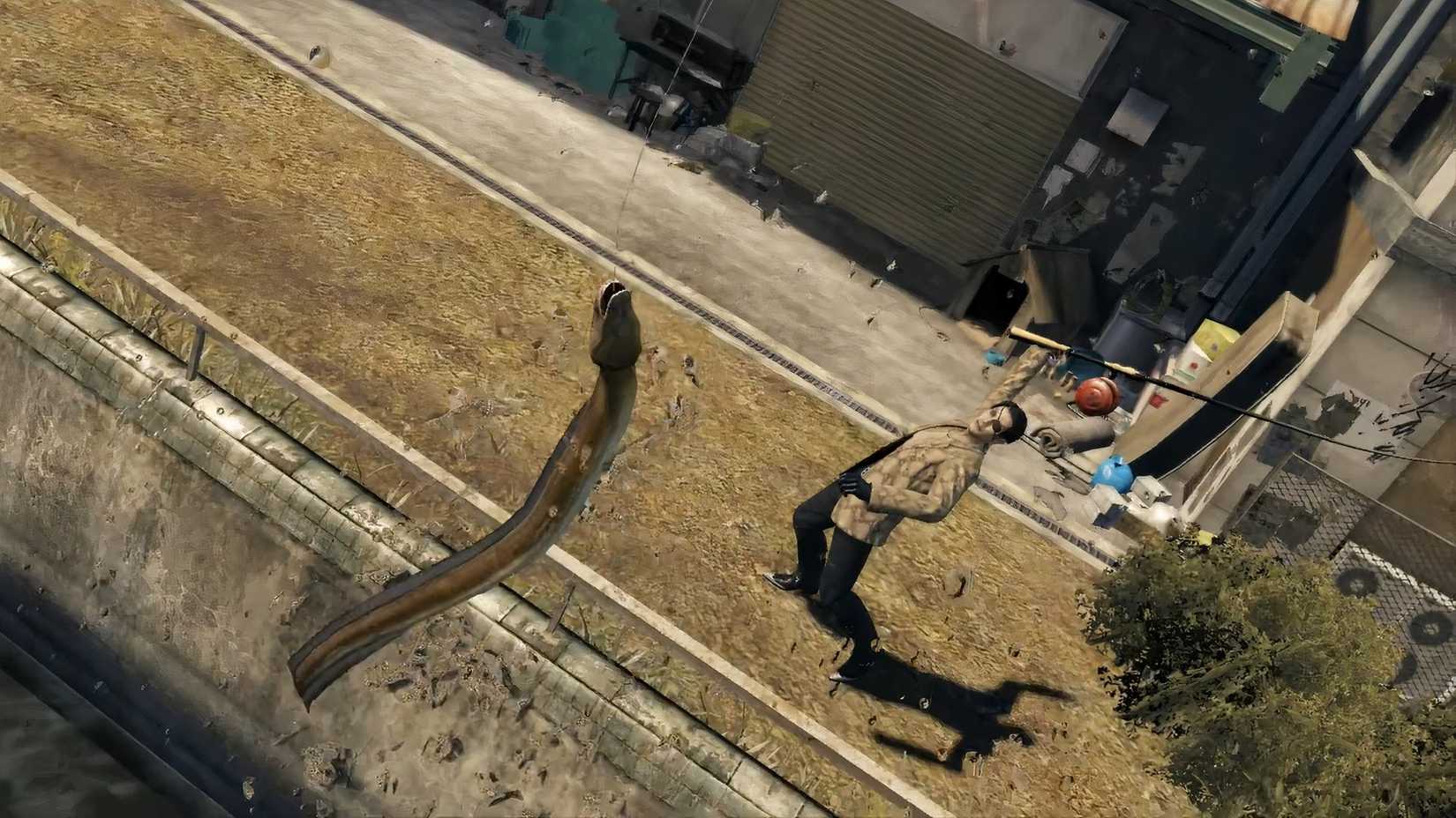 Image of an eel being caught in Yakuza 0