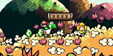 Yoshi and Baby Mario in Yoshi's Island.