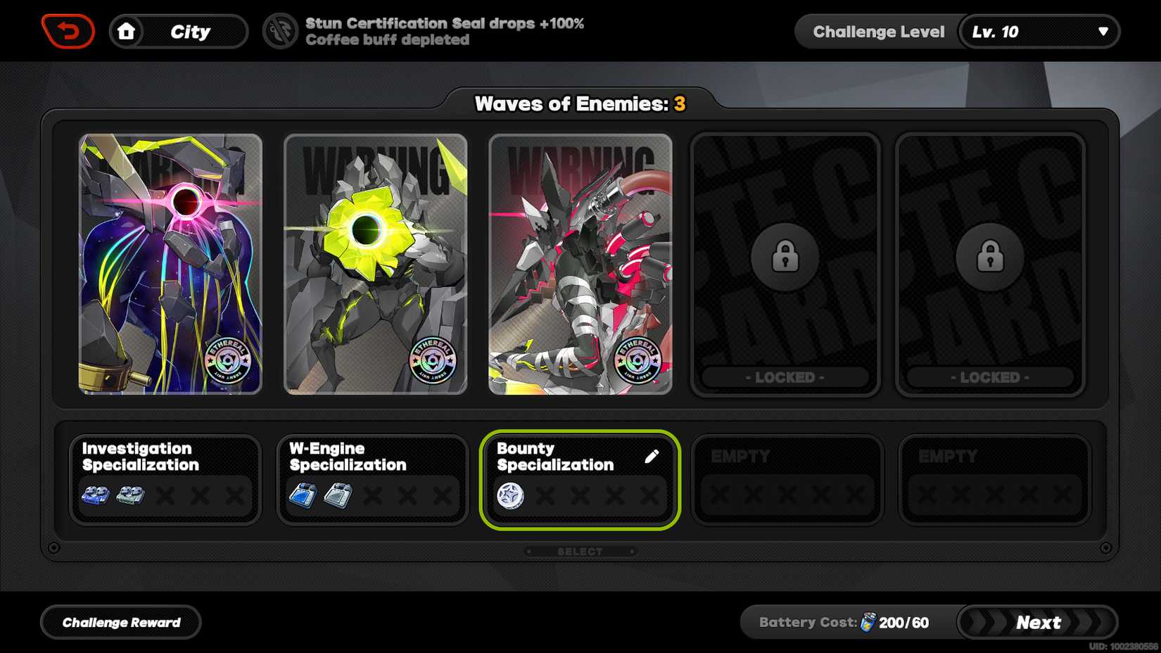 Image of the Bounty Specialization section in Combat Simulation in Zenless Zone Zero