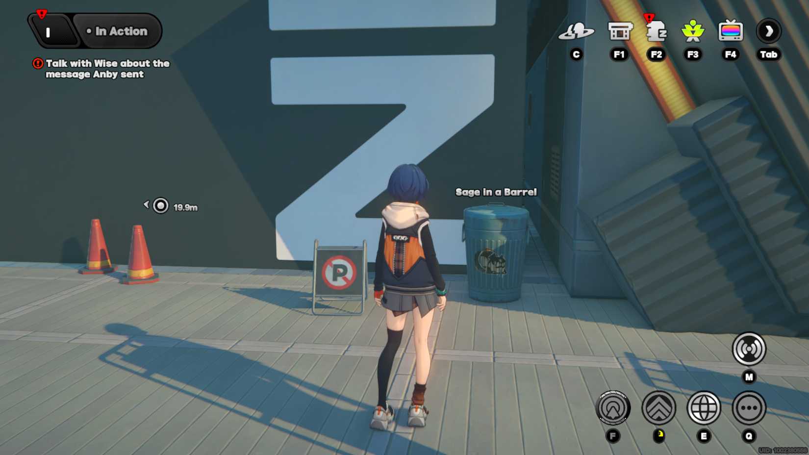 Image of Sage in a Barrel in Lumina Square in Zenless Zone Zero