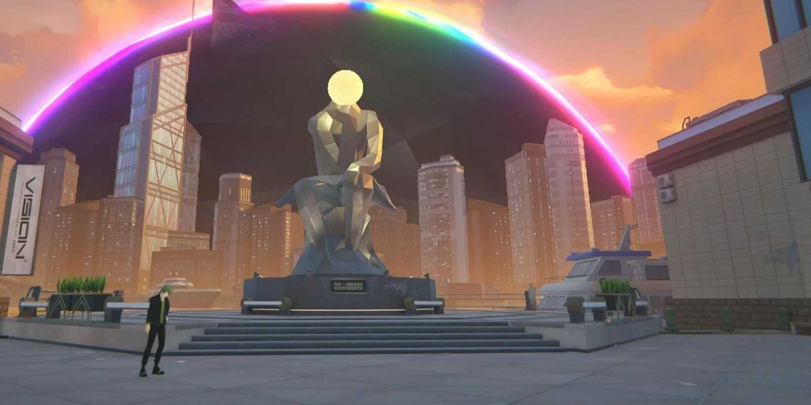 A statue in Ballet Twins Road in Zenless Zone Zero