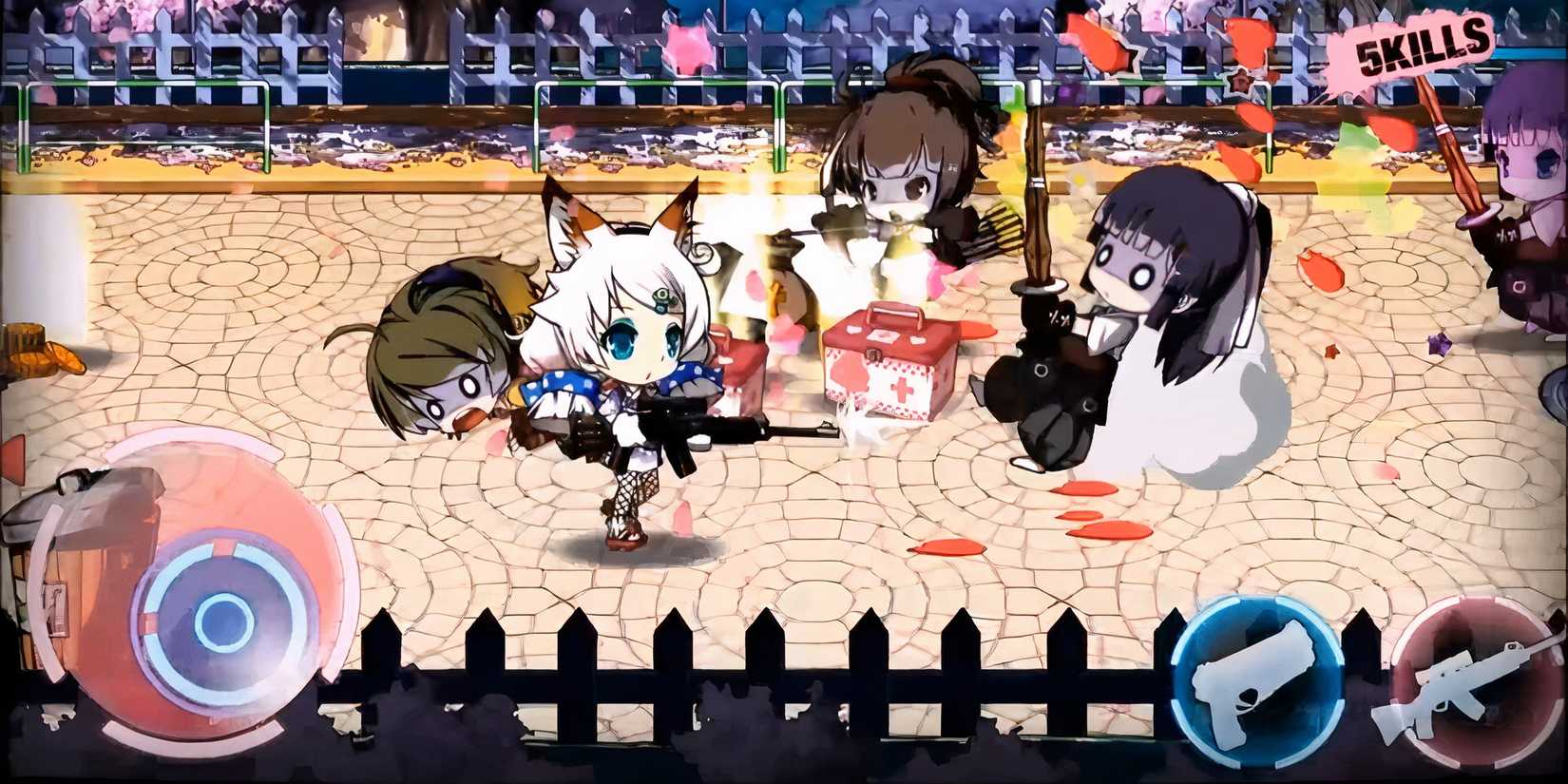 Kiana fighting zombie with an assault rifle