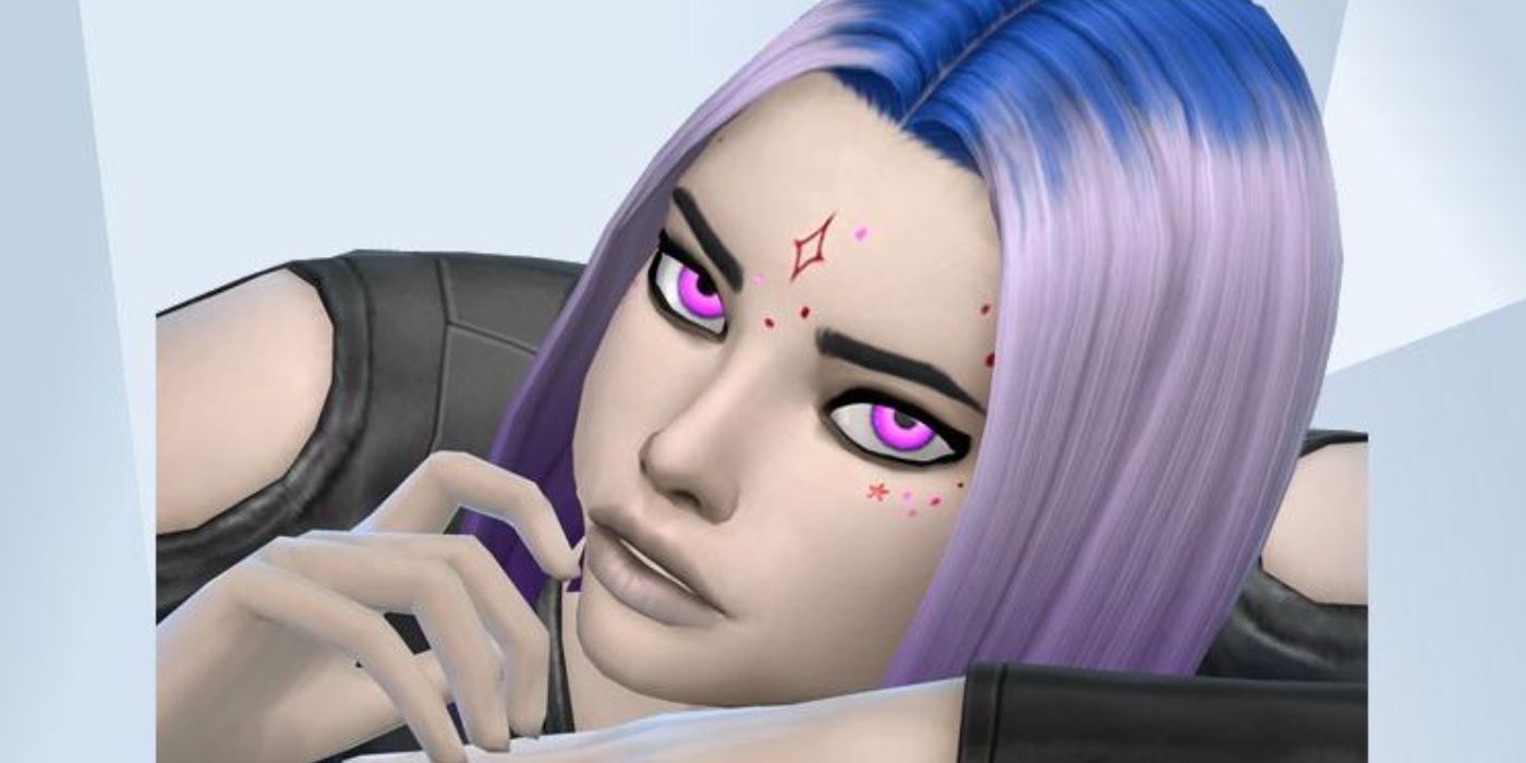 An image of DC's Teen Titan Raven, recreated in The Sims 4 