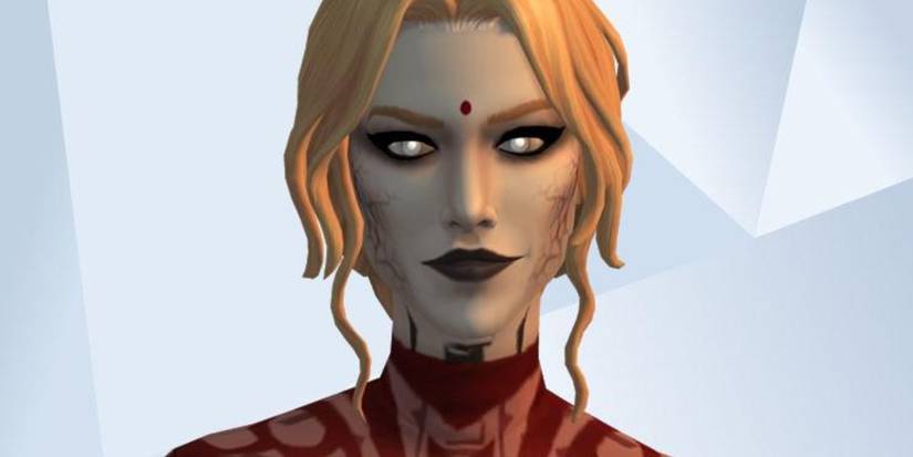 An image of Orin the Red from Baldur's Gate 3 recreated in The Sims 4 