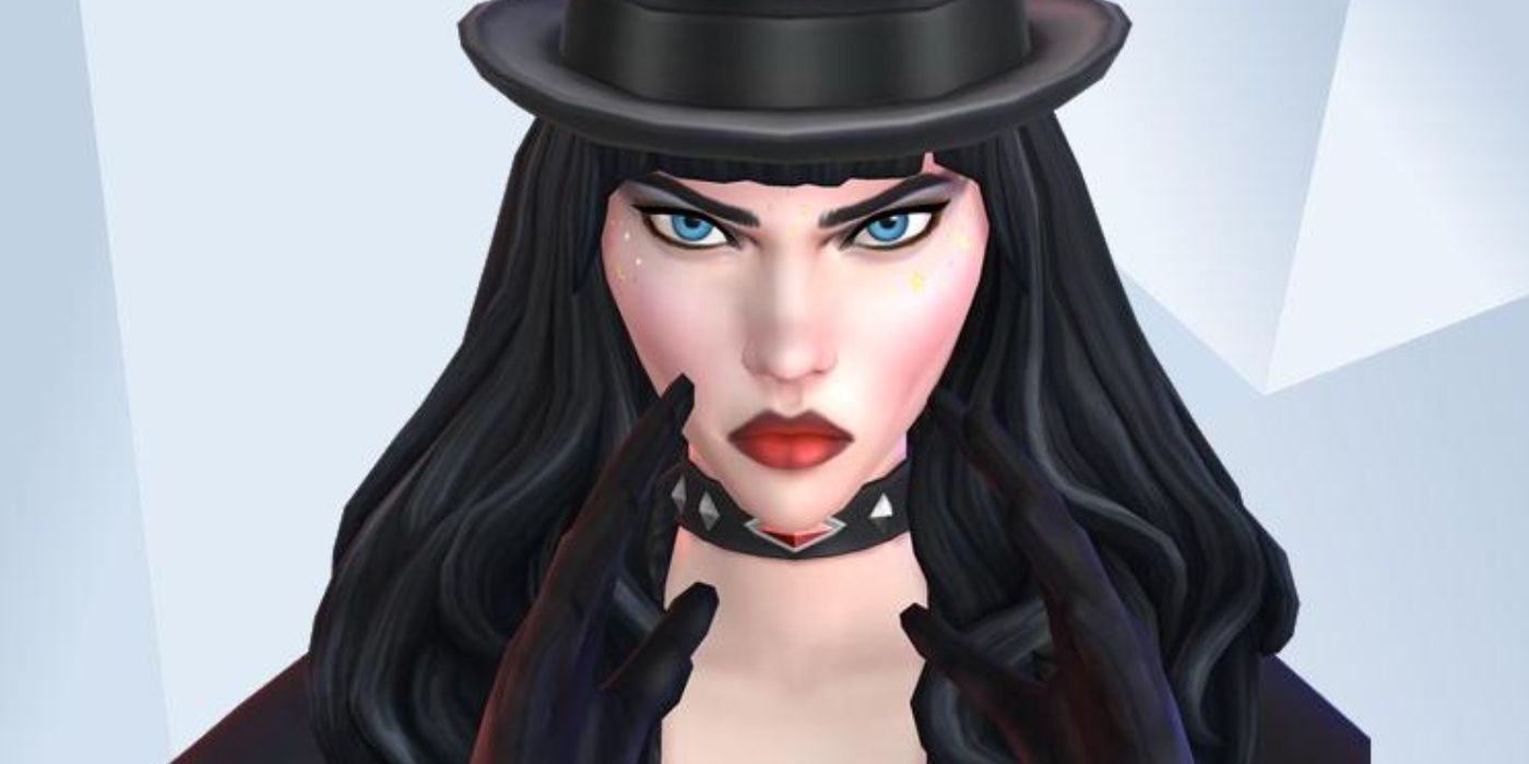 An image of Zatanna from DC recreated in The Sims 4 