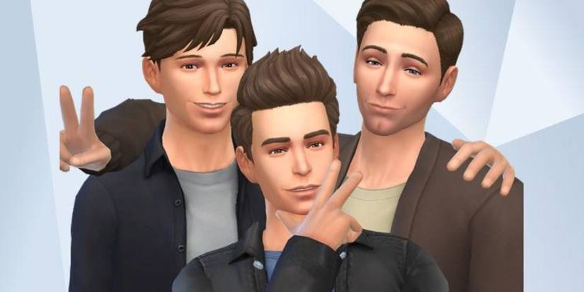 An image of the Tom Holland, Andrew Garfield and Tobey Maguire recreated in The Sims 4 
