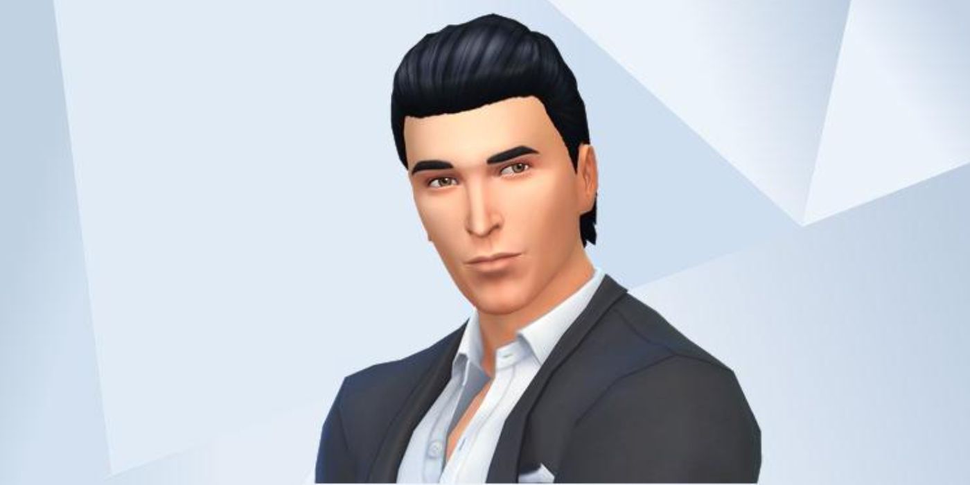 An image of Bruce Wayne/Batman from DC recreated in The Sims 4 