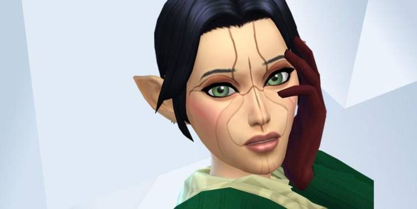 An image of Merrill from Dragon Age made in The Sims 4