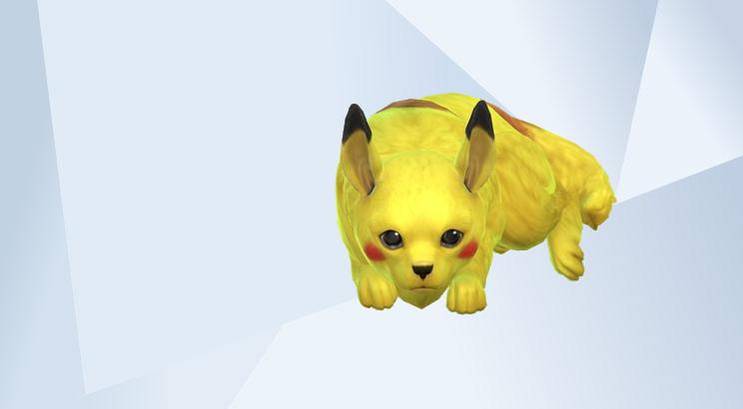 An image of Pikachu from Pokémon recreated in The Sims 4