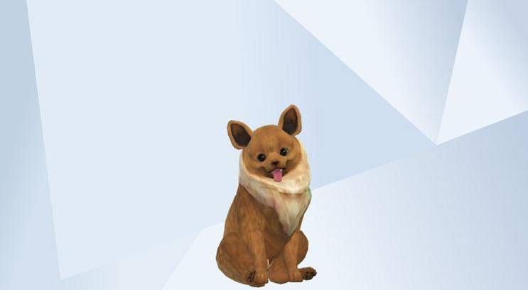 An image of the Pokémon Eevee recreated in The Sims 4