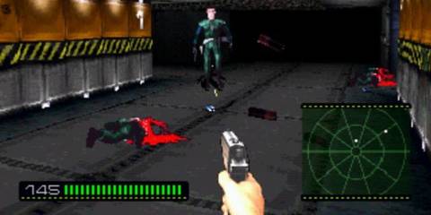 A screenshot from the PS1 game Alien Trilogy