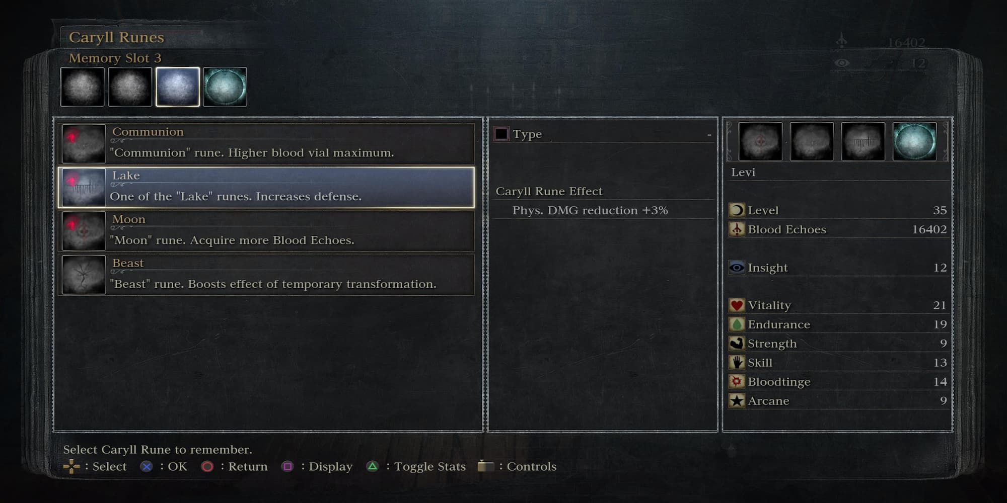 The Player Equipping Runes In Bloodborne 