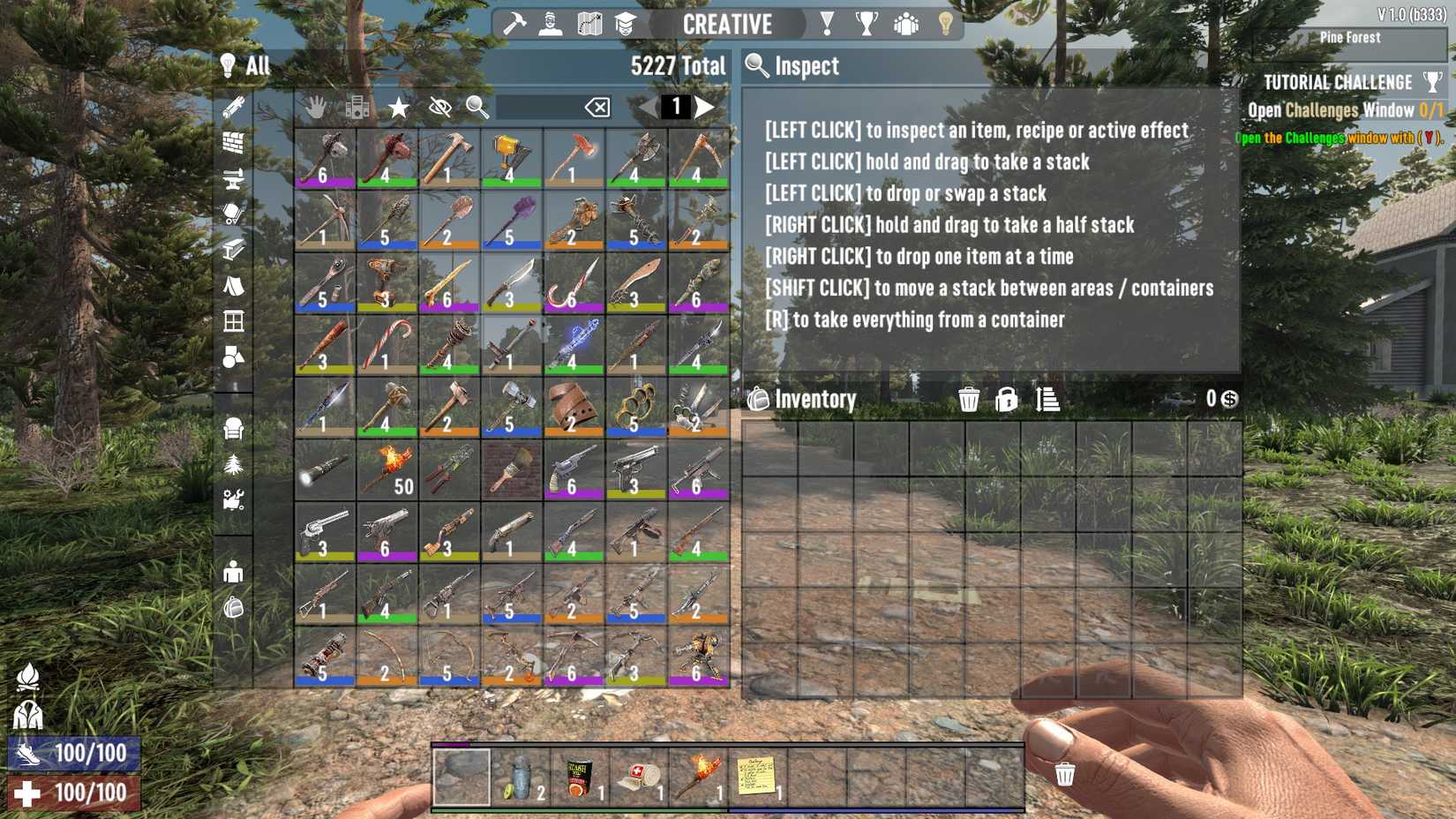 The creative menu in 7 Days To Die
