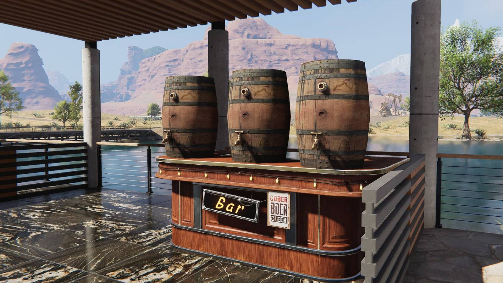 Three Brewing Barrels placed on a counter in Once Human