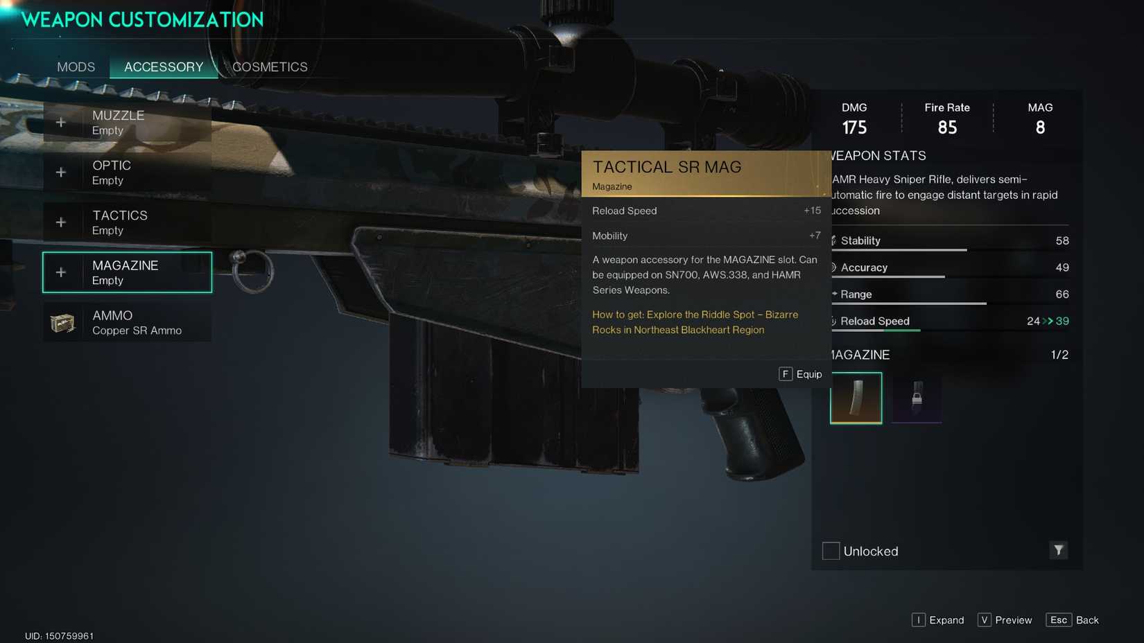Description of the Tactical SR Mag in Once Human