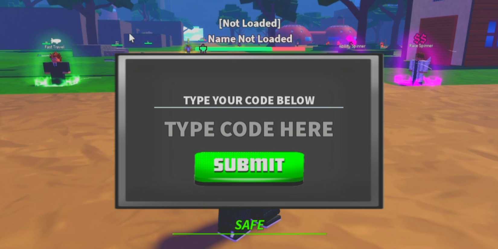 Anime Quest the codes tab