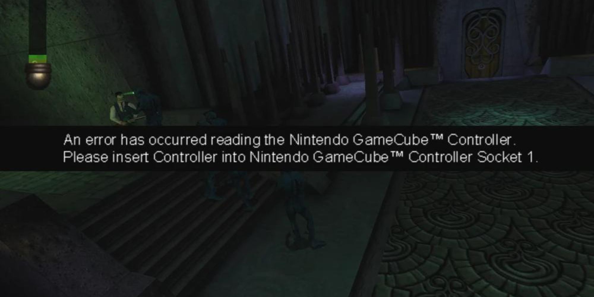 A fake controller error message appears, as Zombies attack the player.