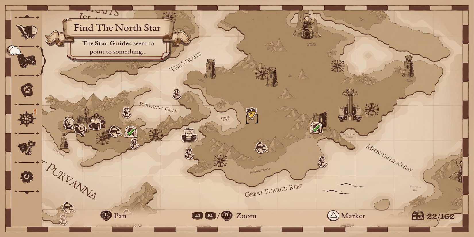 A map featuring Great Purrier Reef in Cat Quest 3