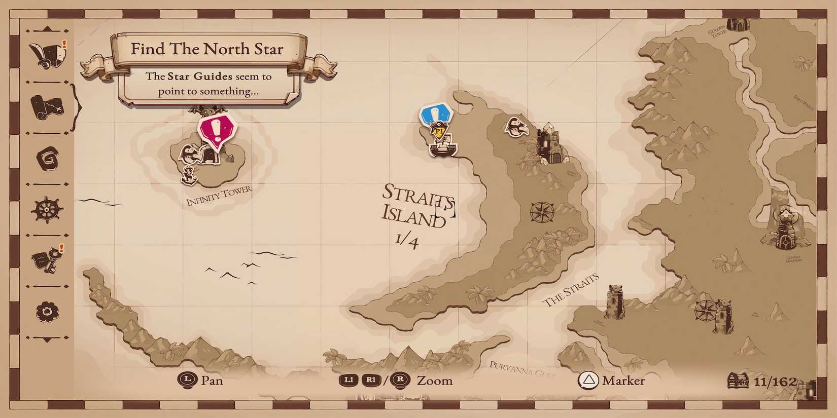 A map featuring Straits Island in Cat Quest 3
