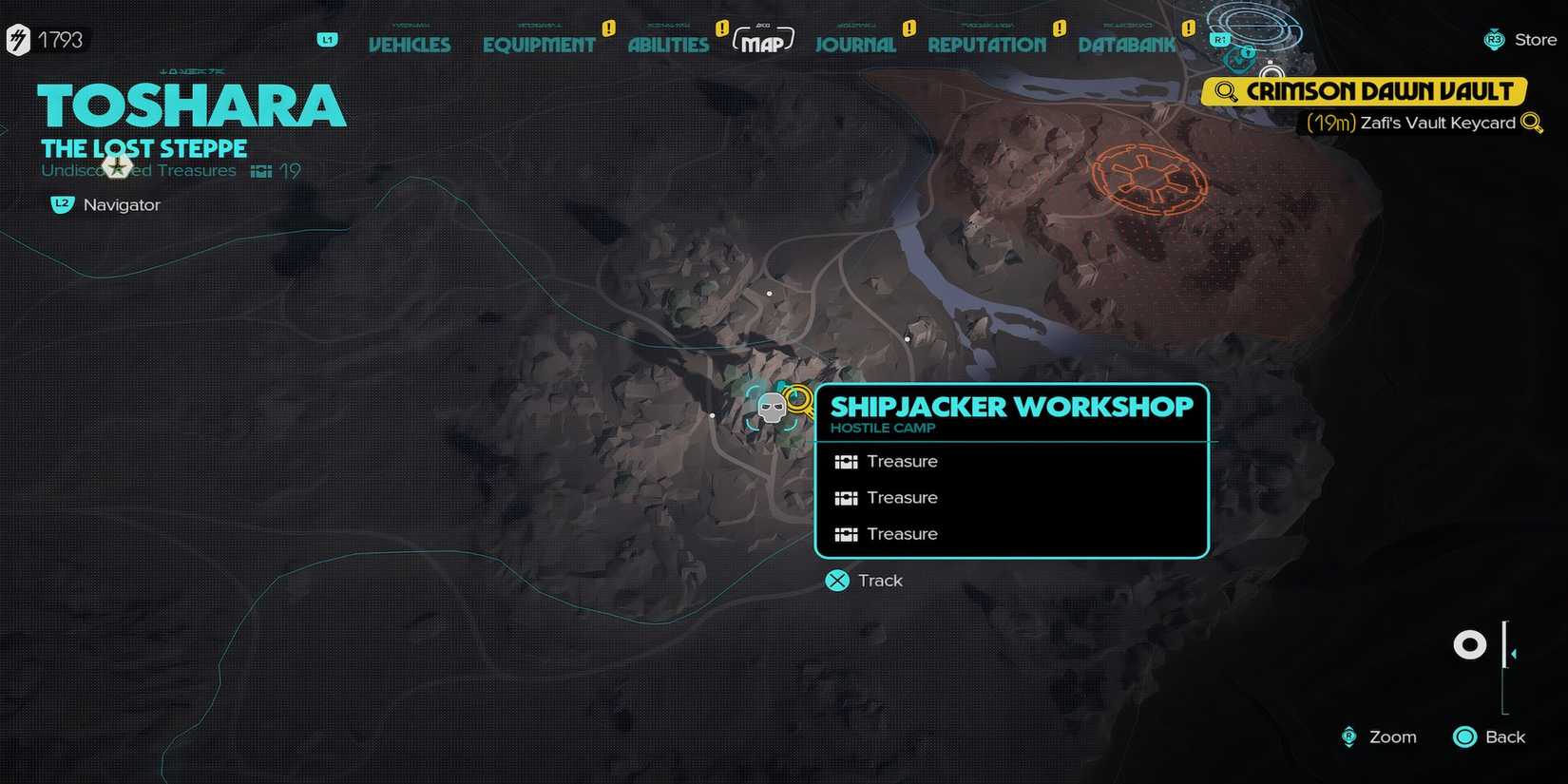 A map of the Shipjacker Workshop location in Star Wars Outlaws