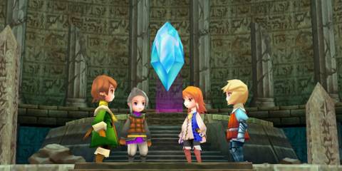 A scene featuring characters in Final Fantasy 3 (DS)