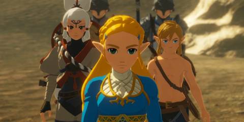 A scene featuring characters in Hyrule Warriors Age of Calamity
