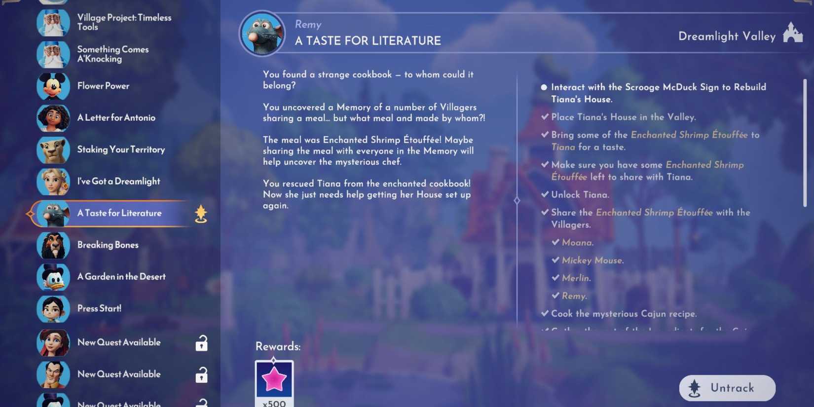 a taste for literature quest description ddv