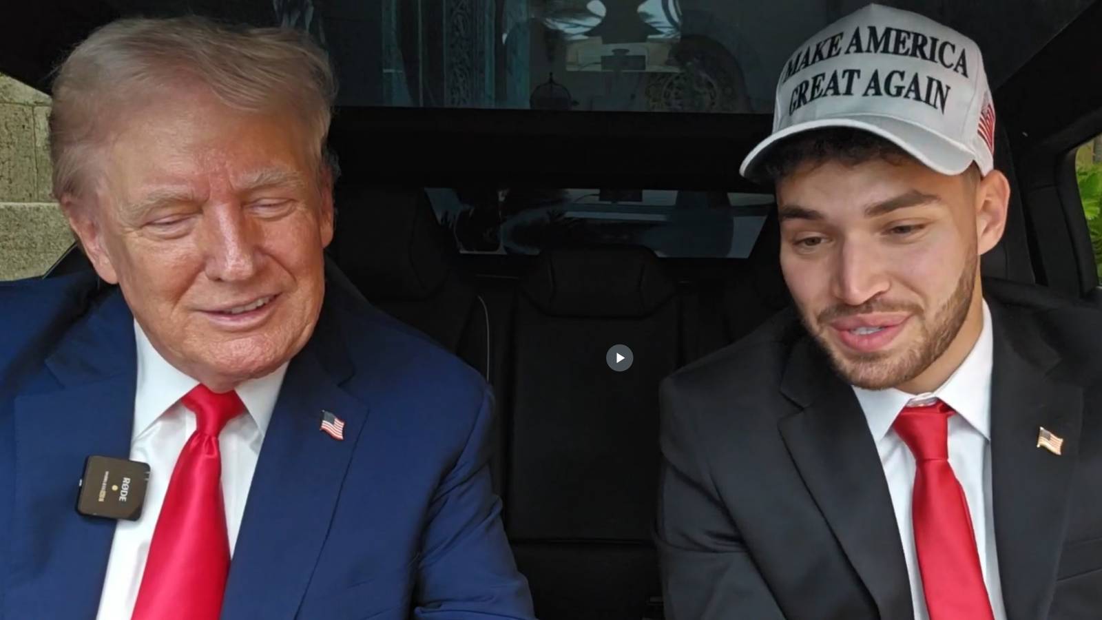 Adin Ross Donald Trump stream from inside custom Tesla Cybertruck