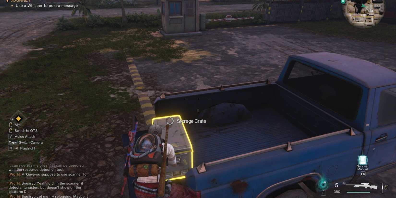 A meta human opening a Storage Crate in Once Human