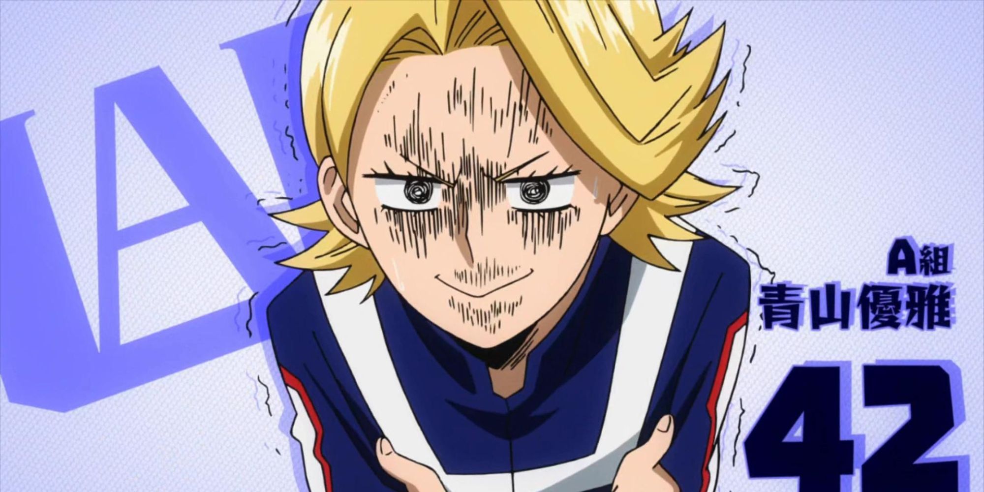 Aoyama has a stomachache after using his quirk too much.