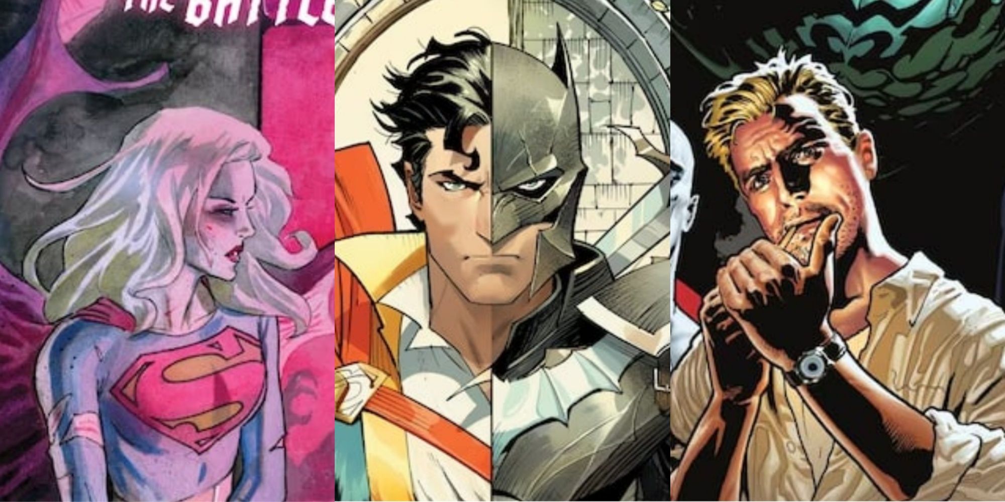 Supergirl, Batman, Superman and John Constantine from some of DC's best dark fantasy comics. 