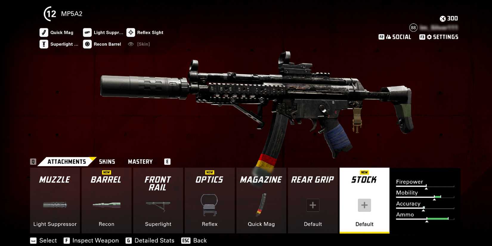 Screenshot showcasing the best MP5A2 early game loadout in XDefiant 
