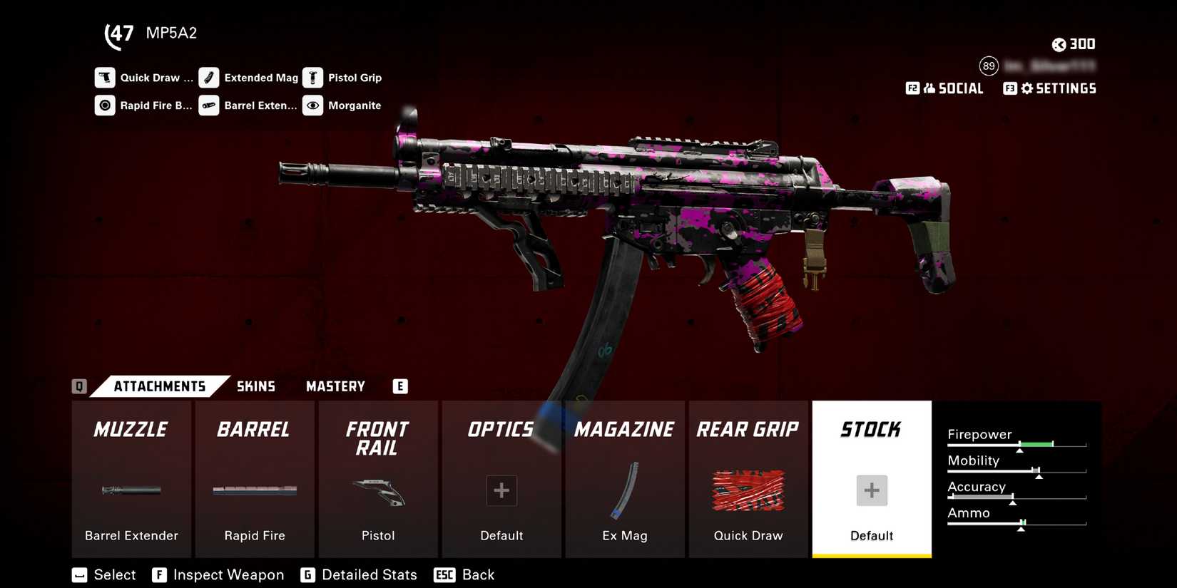 Screenshot showcasing the best MP5A2 medium range loadout in XDefiant 