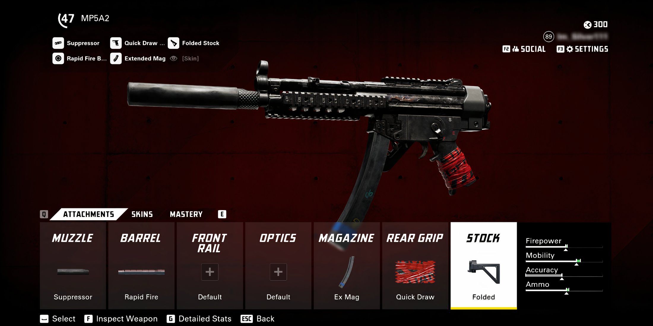 Screenshot of the best MP5A2 stealth equipment in XDefiant 