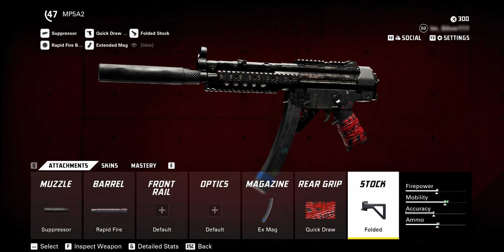 Screenshot showcasing the best MP5A2 stealth loadout in XDefiant 