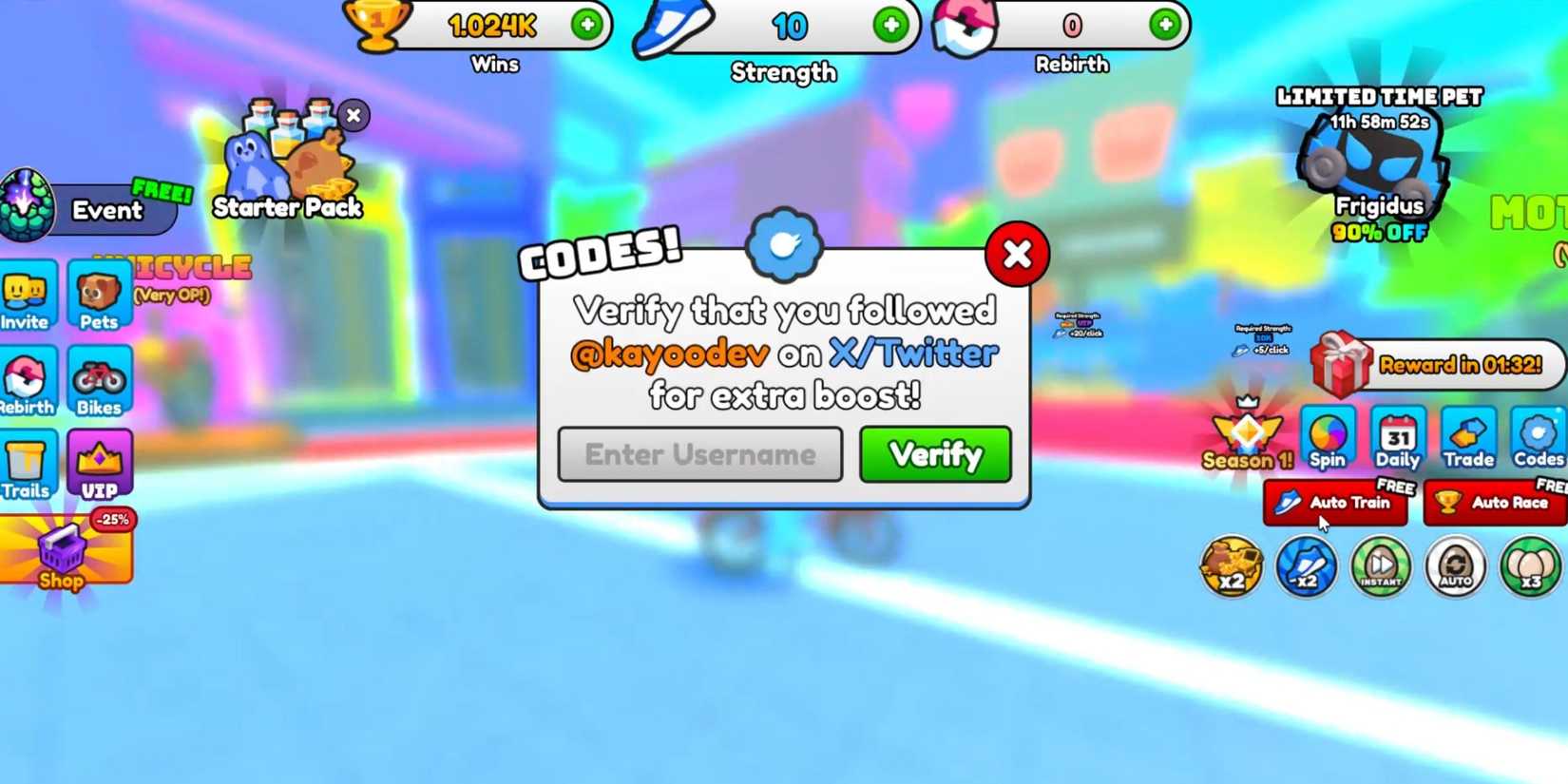 Bike Race: the codes tab