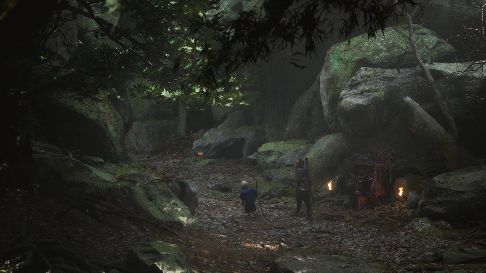 Black Myth Wukong exploring the woods