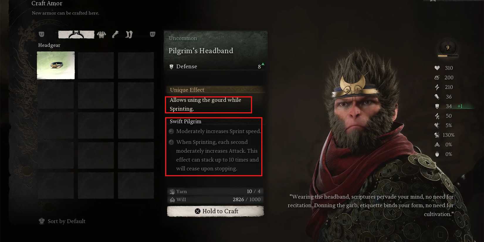 black myth wukong unique effects in armor