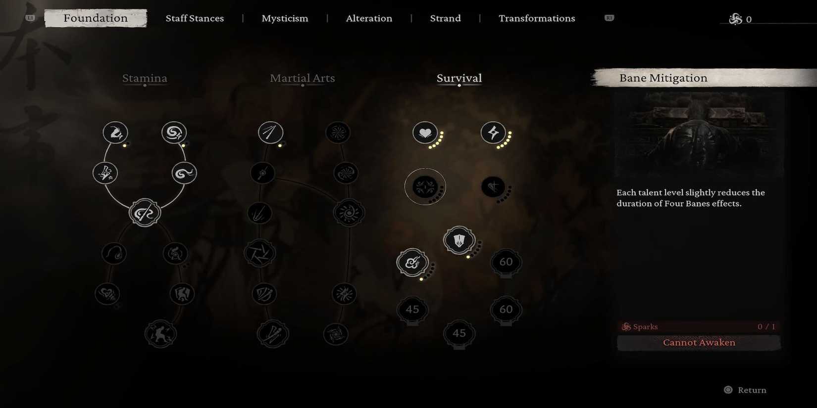 The Bane Mitigation Skill In The Menu 