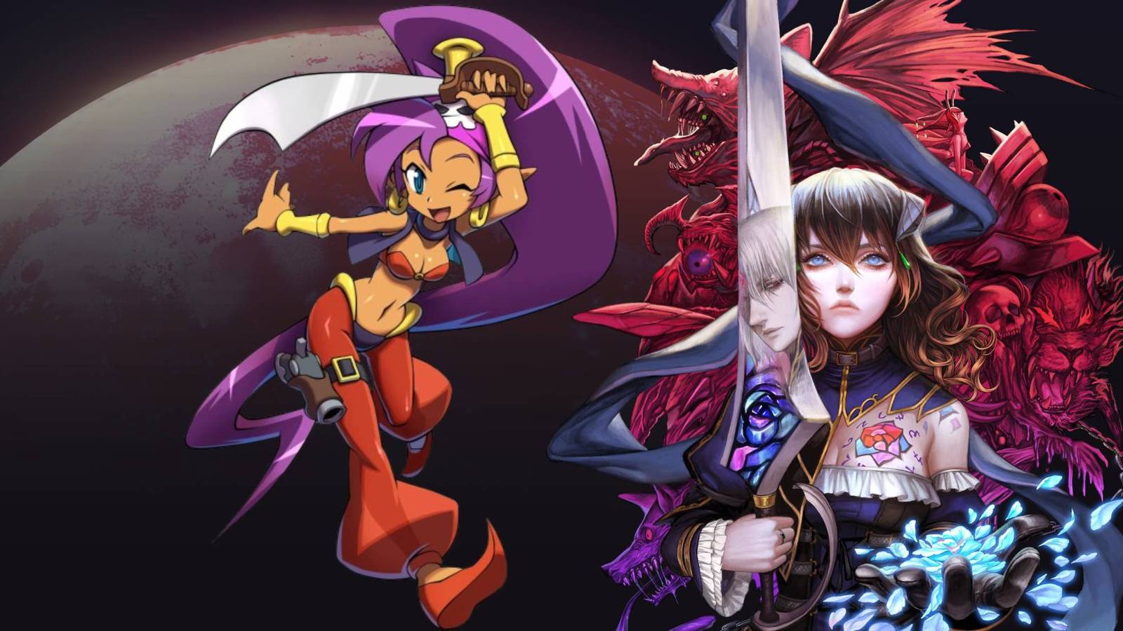 Bloodstained: Ritual of the Night cover art featuring Shantae from Shantae and the Pirate's Curse