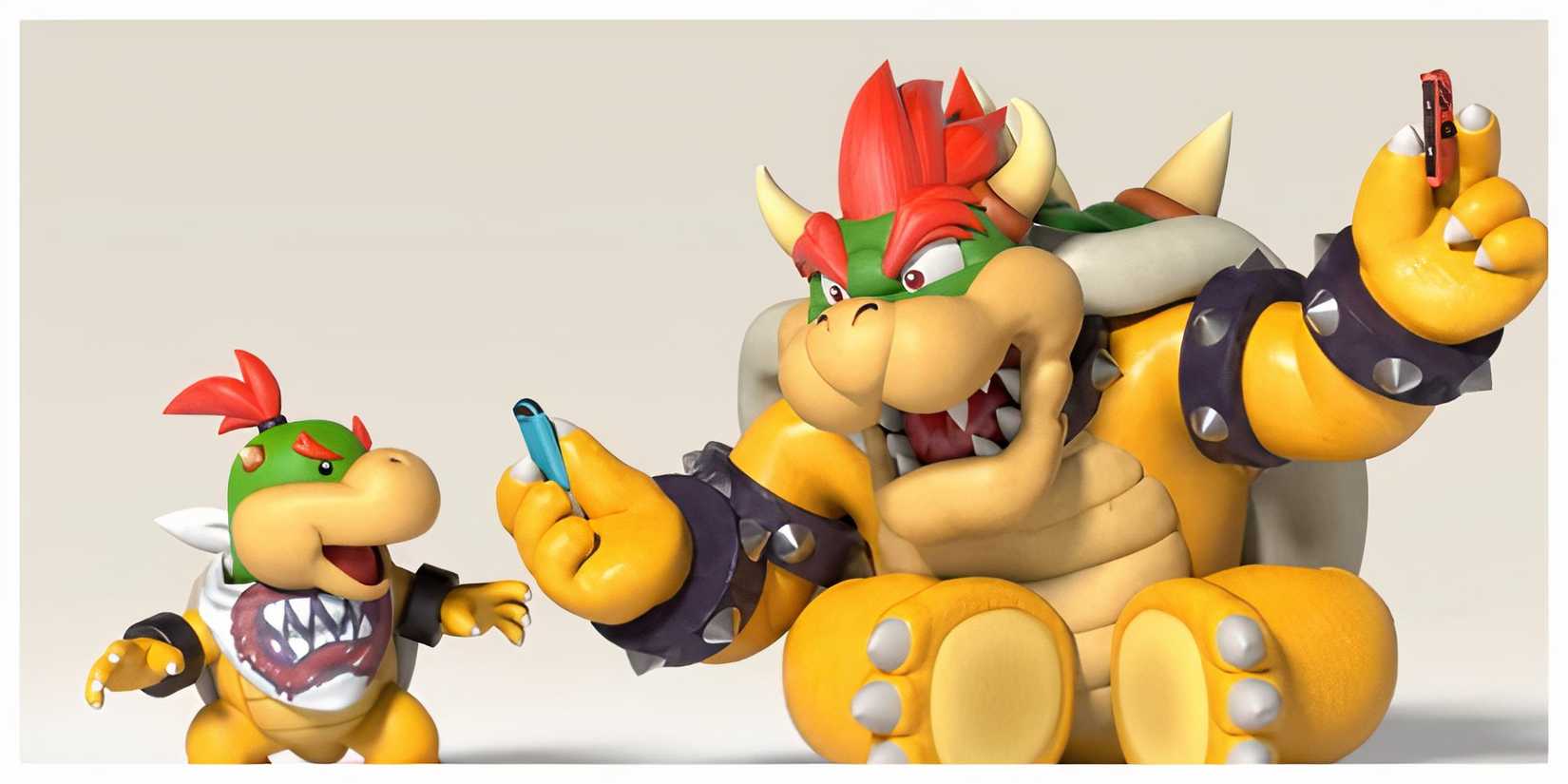 Bowser and Bowser Jr. playing together on Nintendo Switch