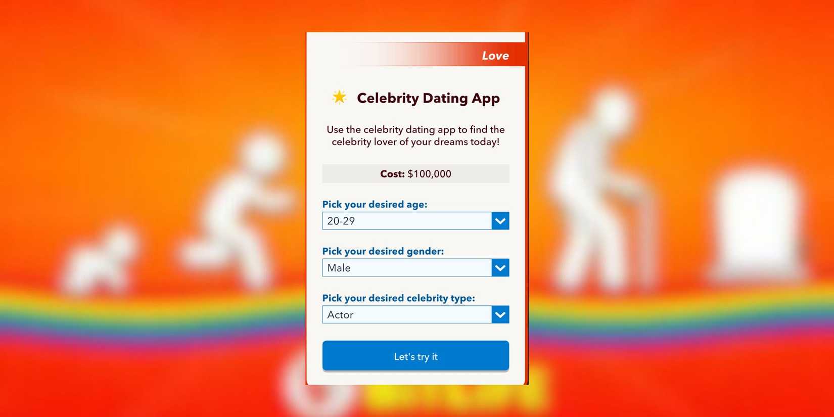 celebrity dating app bitlife