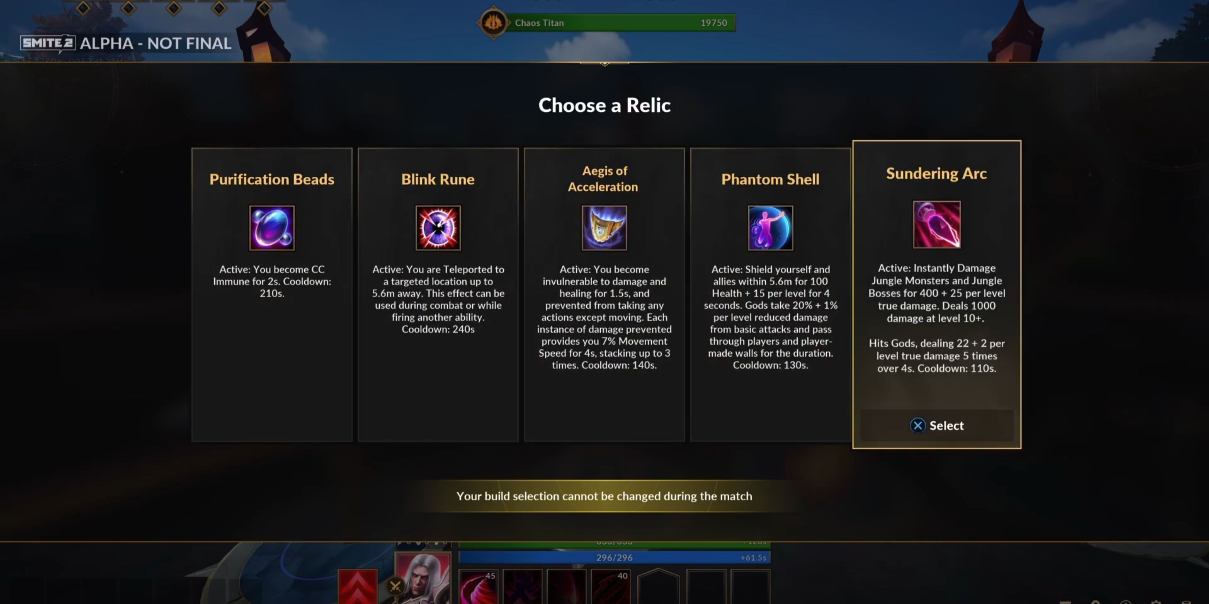 Choose a Relic in Smite 2