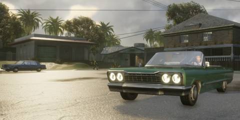 CJ In An Open-Roof Car Driving Through The Streets Of San Andreas-1