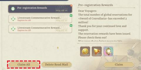 claiming mail in sword of convallaria-1