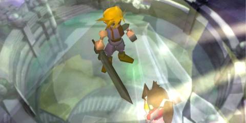 Cloud and Aerith at an alter in Final Fantasy 7