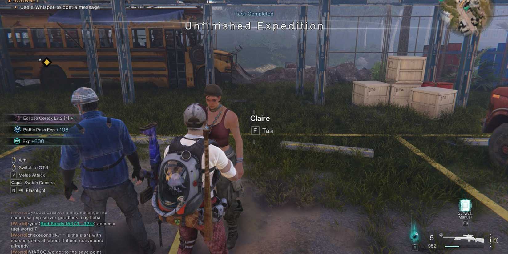 A Meta Human standing near Claire in Once Human.